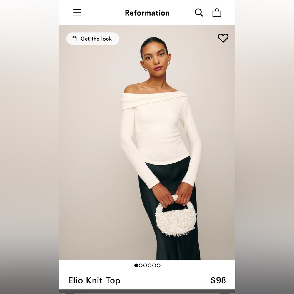 REFORMATION ELIO KNIT TOP, SIZE: M, COLOR: FLOR DI LATTE